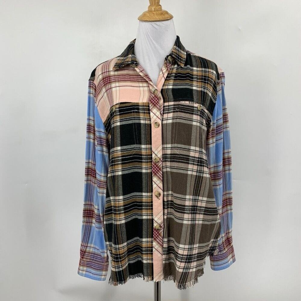 Rails Shirt Womens S Medium Multi Brando Chelsea Plaid Patchwork Button Raw Hem - Picture 2 of 11